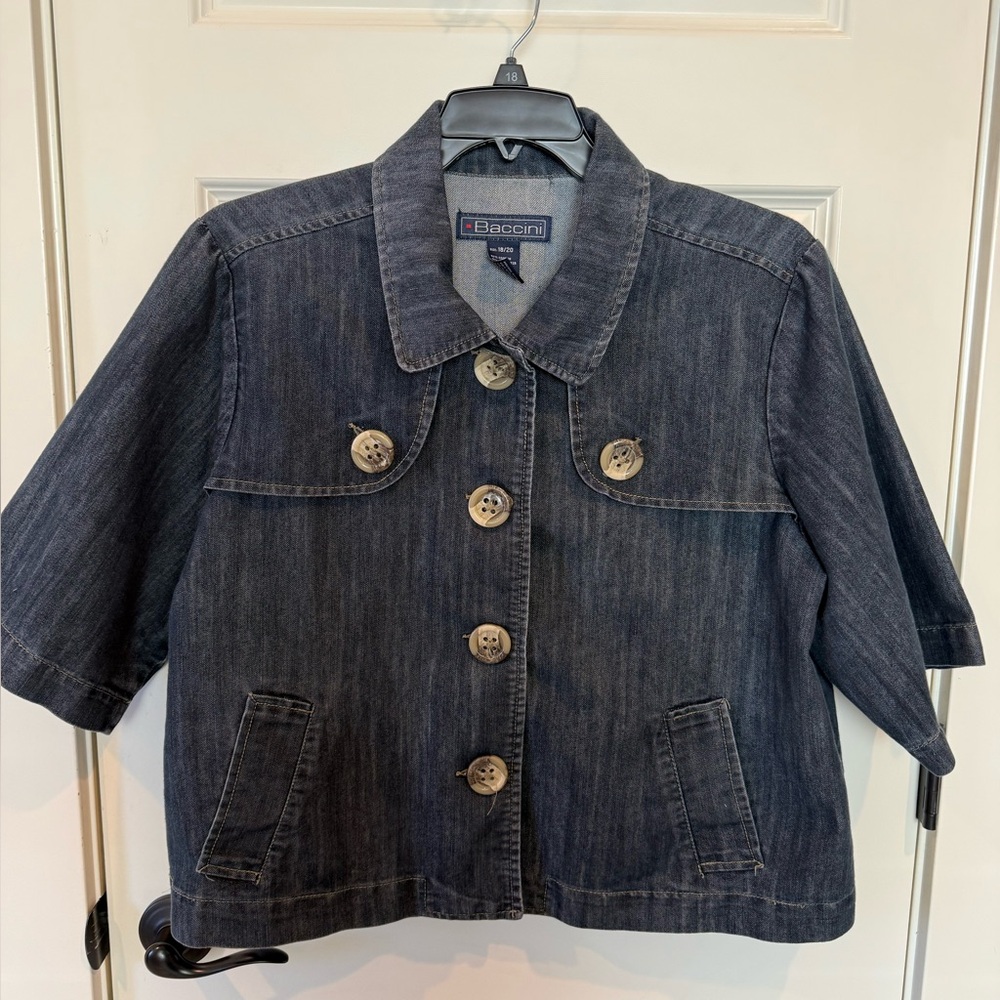Baccini women’s ' Dark Denim Jacket - Short Sleeve